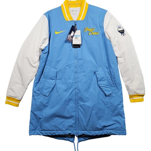 Nike Baseball Dugout Jacket Mens M Brewers City Connect Brew Crew Insulated - Picture 1 of 9